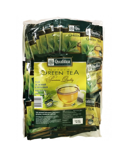Чай пакетований Qualitea Green Tea Кволіті Зелений Преміум 100пак по 2гр з/ярл в конвертах