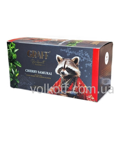 Чай пакетований Graff Cherry Samurai Графф Вишневий Самурай Чорний 20пак по 1,5гр з ярл в конверті