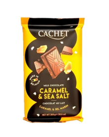 Шоколад CACHET with Caramel & Sea Salt Milk 32% какао Кашет Молочний Карамель та Морська Сіль 300гр Бельгія